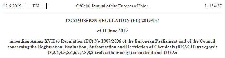 硅烷三醇,有机溶剂,REACH法规,喷雾,附件XVII,TDFA 硅烷三醇,有机溶剂,REACH法规,喷雾,附件XVII,TDFA